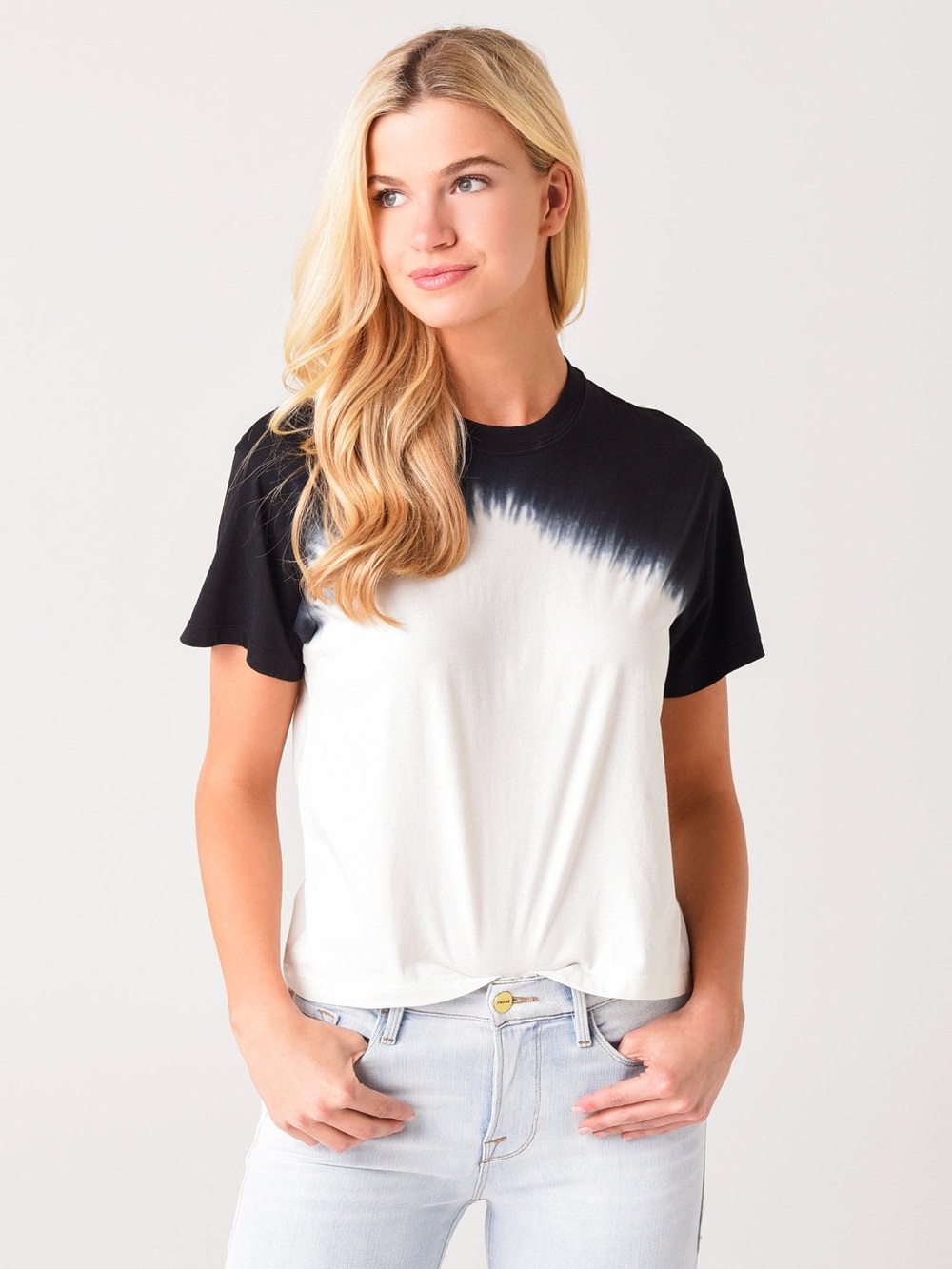 ATM Anthony Thomas Melillo Black and White Dip-Dye Short Sleeve Boy Tee ❤️❤️